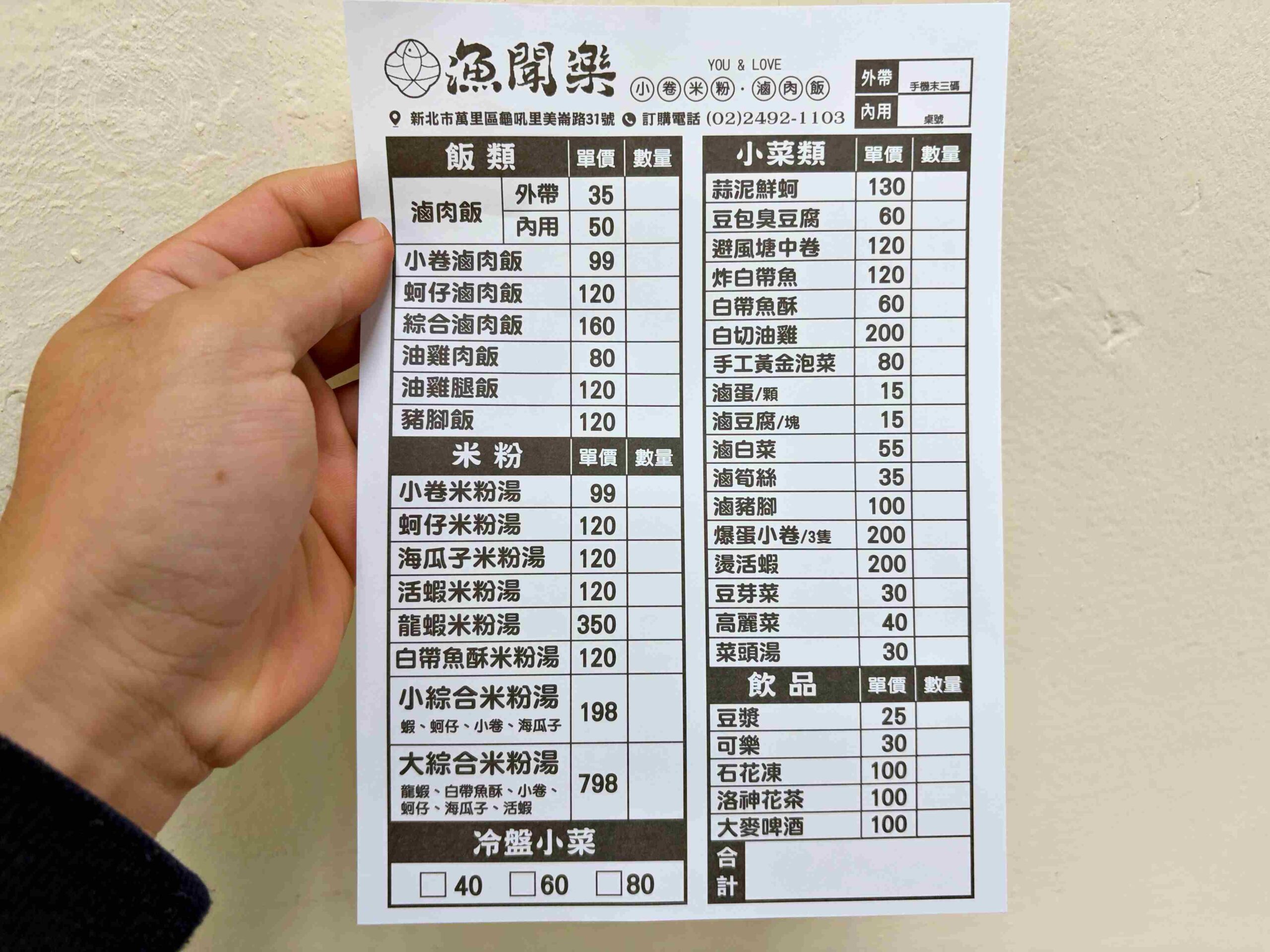 【萬里美食】漁聞樂小卷米粉，99元有8隻小卷米粉湯、滷肉飯超強吃到飽(菜單) @趙先生吃飯